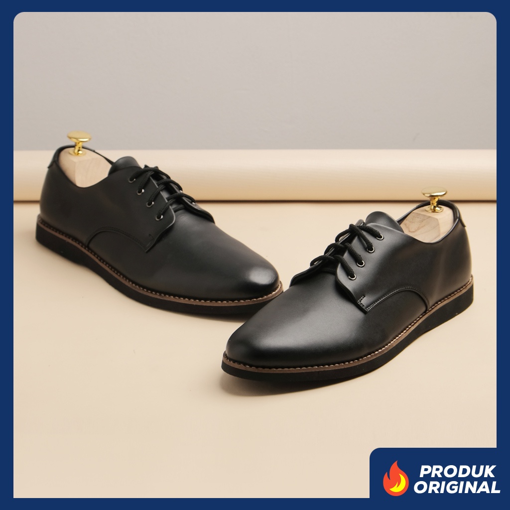 RUSH BLACK ORIGINAL x JACK Sepatu Formal Hitam Tali Pria Pantofel Kerja Kantor Dinas Resmi Guru Kantoran Pesta Resepsi Pernikahan Kondangan Nikah Undangan Wedding Kuliah Modern Casual Oxford Derby Semi Kulit Premium Footwear Keren Terbaru Kekinian Branded