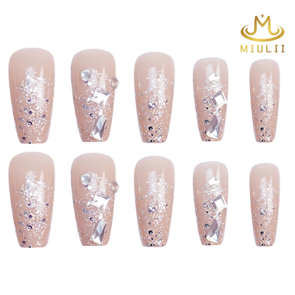 MIULII / KUKU PALSU  A0484  / 24PCS / 3D / NAIL ART / PREMIUM / CUTE / BIRU / FREE LEM JELLY / KUTEK