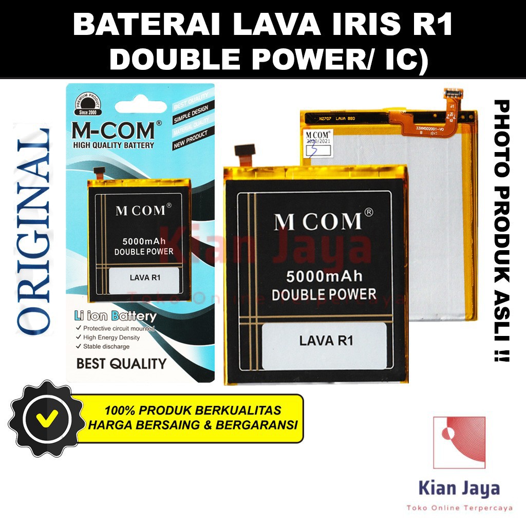 MCOM Baterai LAVA Iris R1 Original Double Power Batre Batrai Battery Ori