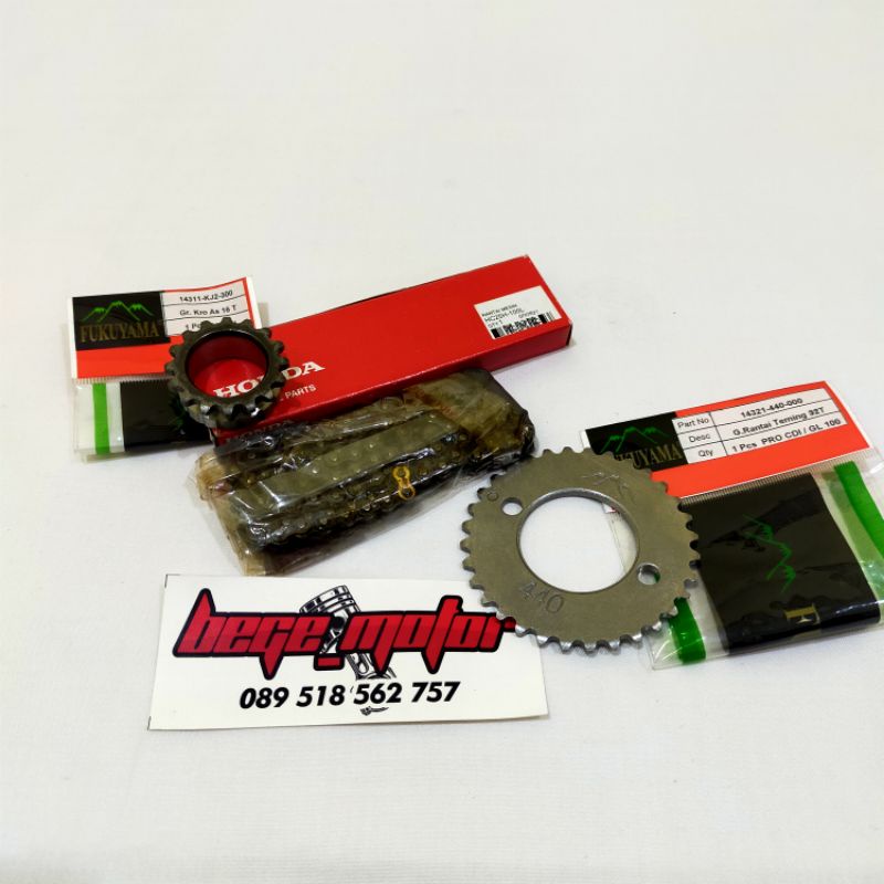 KAMPRAT SET 25H 100 GIGIK GIGI GER GIR SENTRIK TIMING KETENG GL PRO CDI GL 100 RANTAI KAMPRAT GL PRO