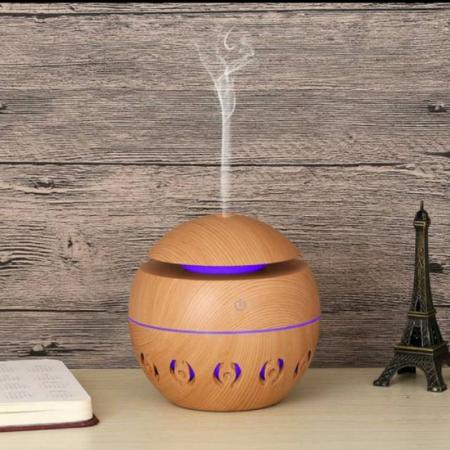 Aromatherapy Air Humidifier Desain Kayu  lampu LED difuser 