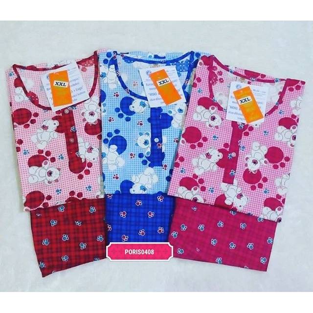 (GROSIR 3 STEL) Baju Tidur Wanita XXL Jumboo Katun Hoki &amp; Sheila/HOKI/HOKISON