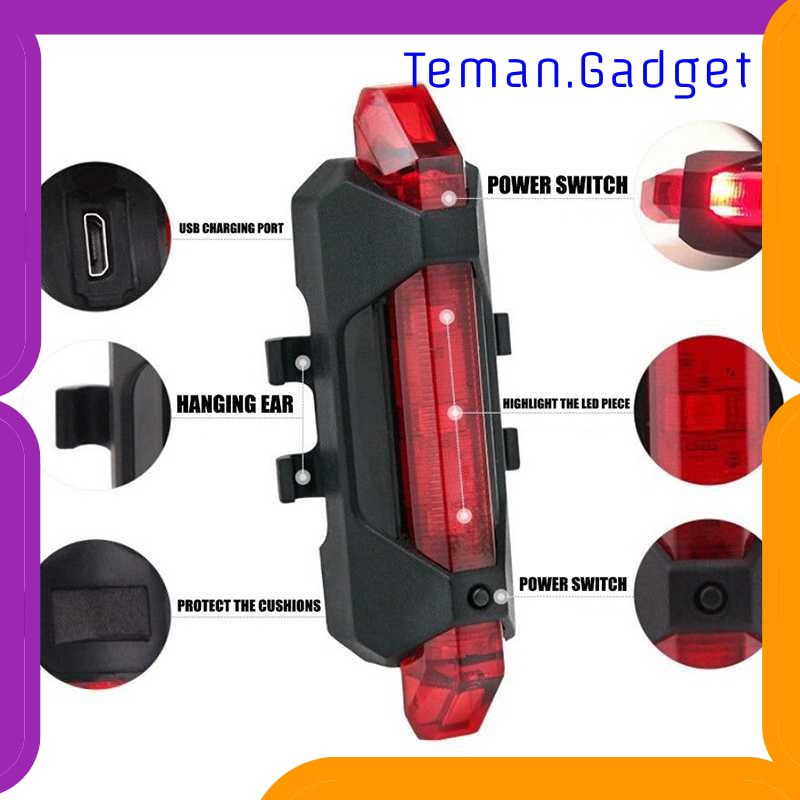 TG-IB346 TAFFLED DEFENSOR LAMPU SEPEDA 5 LED TAILLIGHT RECHARGEABLE - DC-918