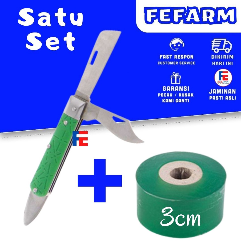 Paket Grafting tool Tape isolasi Dan Pisau Multifungsi 3 in 1 Okulasi tanaman FEFARM