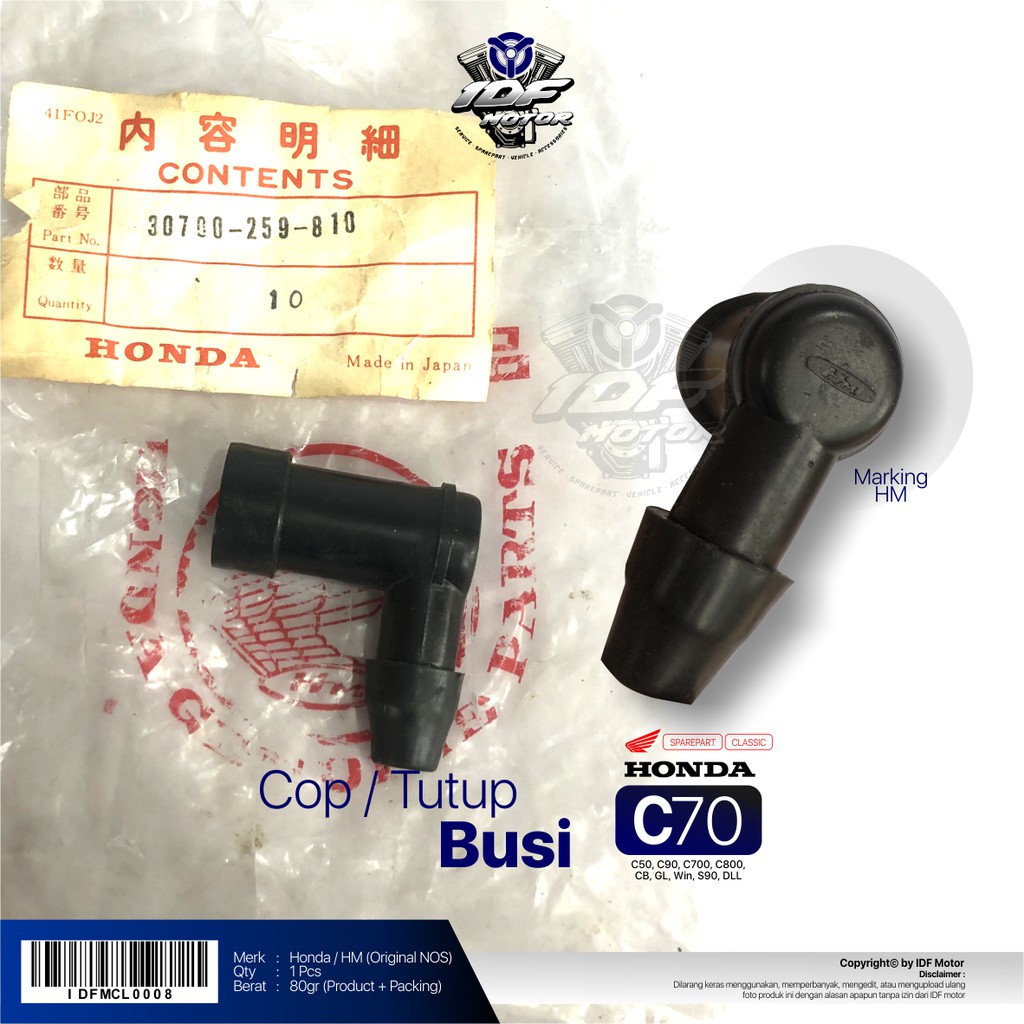 Kop Busi Tutup Busi Honda C70 C50 Cb Gl Gl100 Prima Star Grand Original NOS