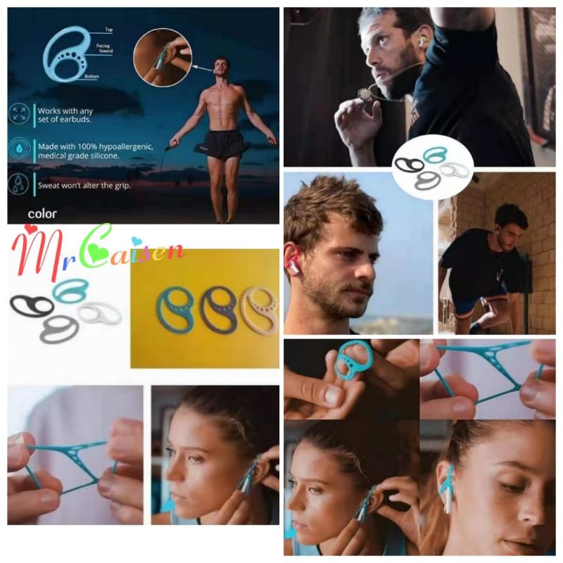 mrcaisen KARET TELINGA kuping earphone headseat airpods anti jatuh gym olahraga lari silicon murah