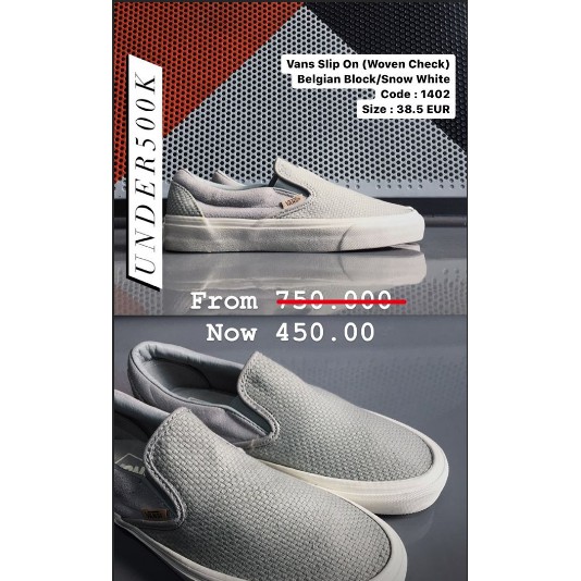 vans woven check slip on belgian block