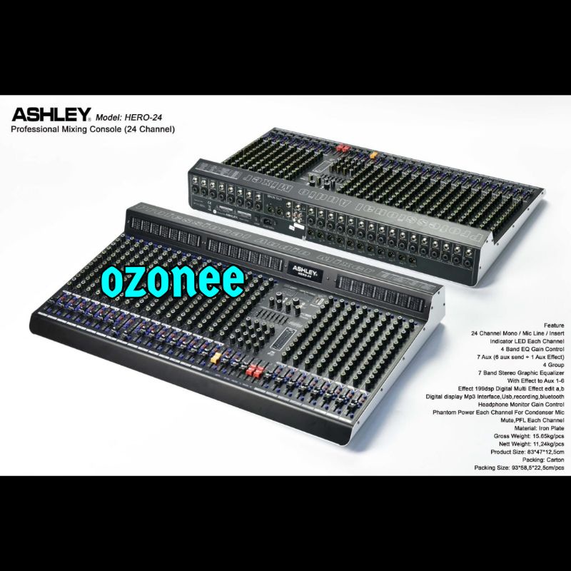 MIXER ASHLEY HERO 24 CHANNEL ORIGINAL MULTI EFFECT 199 DSP HERO 24