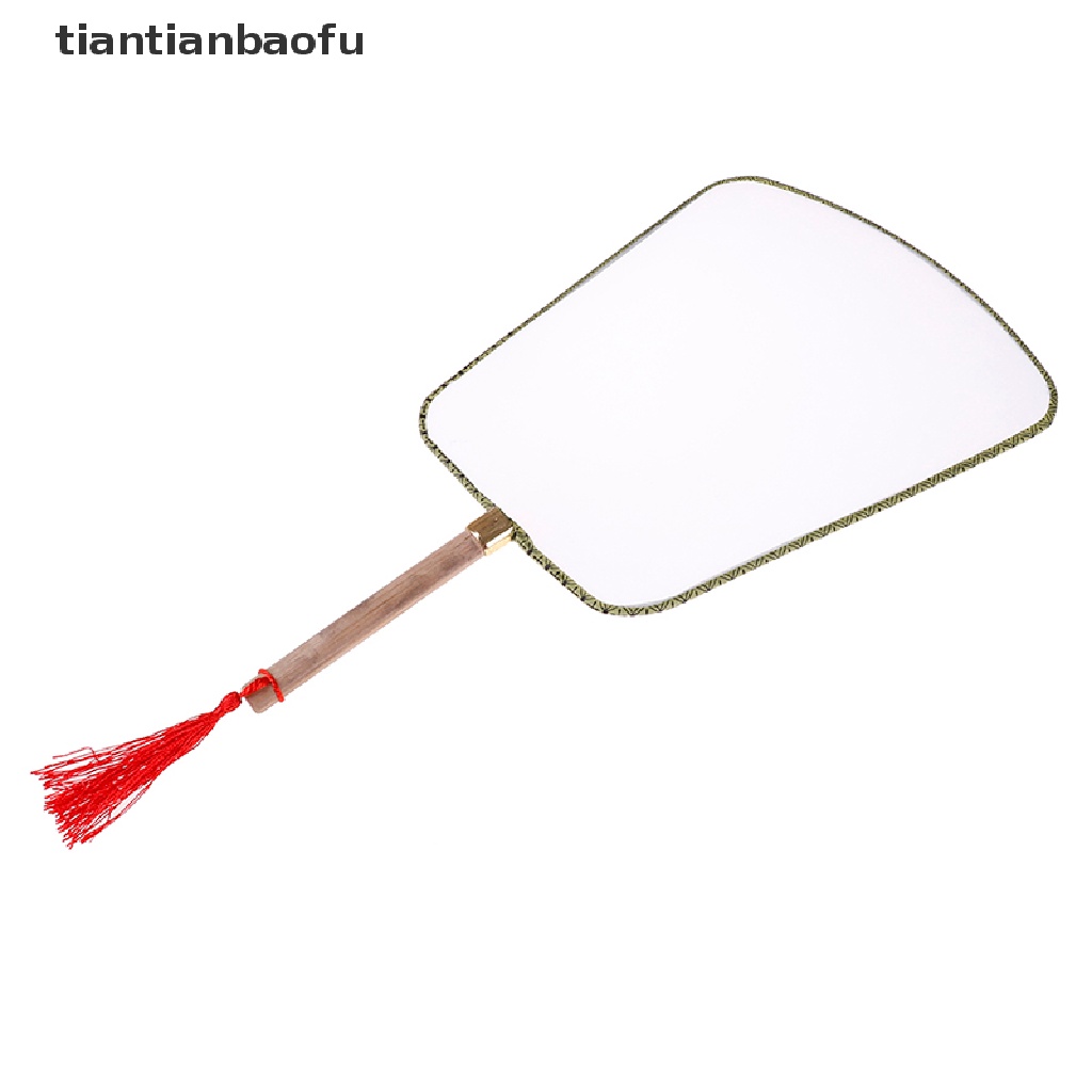 [tiantianbaofu] White Elegant Hand Fan Gong fan blank children DIY art painted fan Boutique