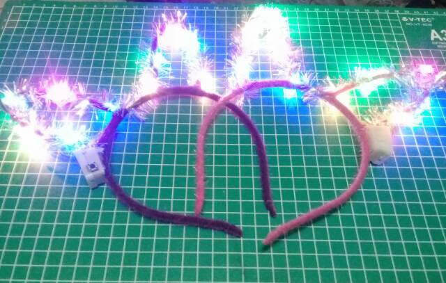 Bando Kuping Kelinci Bulu Nyala Led