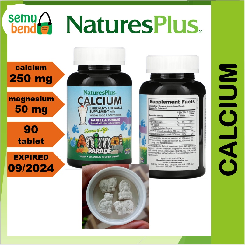 AK5PKY Nature's Plus Animal Parade Calcium Kalsium Vanilla Flavor - 90 chewable tablets (ED: SEP 202