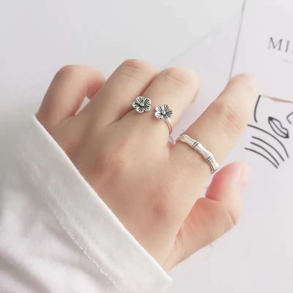 Korean Simple Ring Couple S925 Sterling Silver Electroplate Men Women Open Finger Loop Trend Fashion Accessories Jewelry Gift