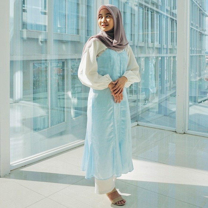 DRESS KOREAN DELILAH BLUE PLAID KOREAN STYLE FASHION VINTAGE PURPLE CASUAL SIMPLE SUMMER MIDI LIMITE