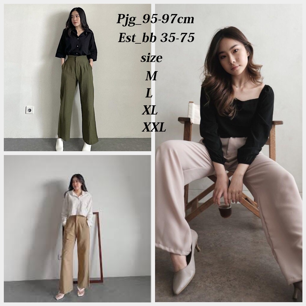 highwaist linen kulot premium korean style