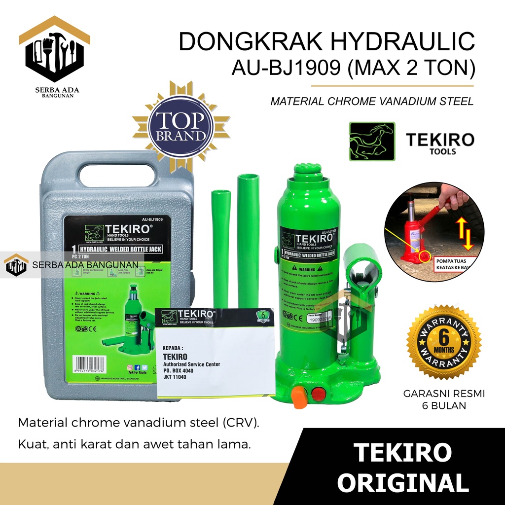 TEKIRO - DONGKRAK BOTOL 2 TON - DONGKRAK MOBIL HYDRAULIC - ORIGINAL