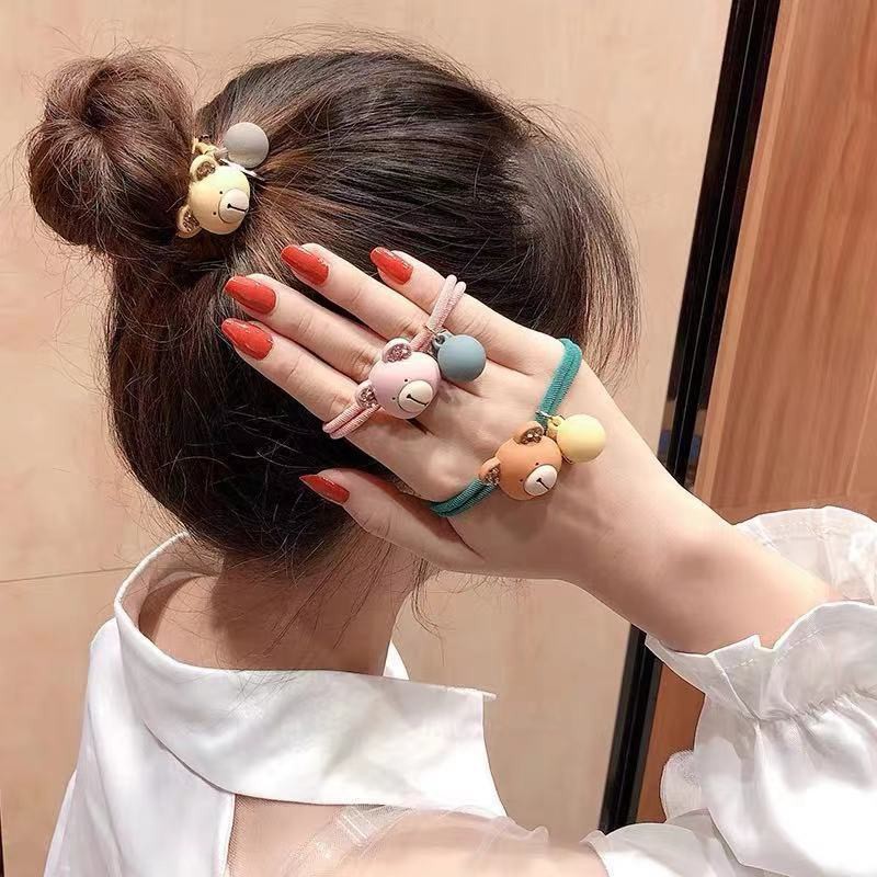 Ikat Rambut Ala Korea Lucu Motif Beruang Untuk Aksesoris Fashion Wanita / Ikat Rambut Motif Beruang