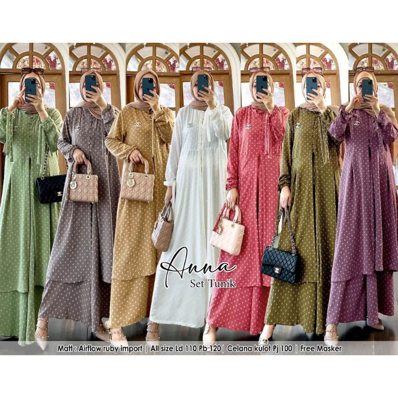 KIYORA/ANNA SET TUNIK/GAMIS SET TERBARU/GAMIS SET POLOS/GAMIS SET KULOT/GAMIS SET KEKINIAN/GAMIS SET