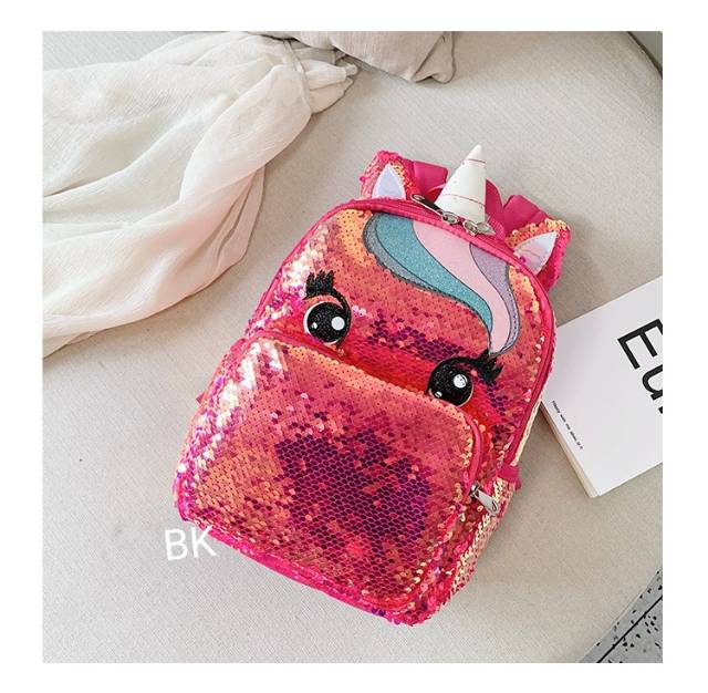 TAS RANSEL SEKOLAH SEQUIN UNICORN BLINK SEQUIN BAG IMPORT / TAS UNICORN LUCU BERUBAH WARNA