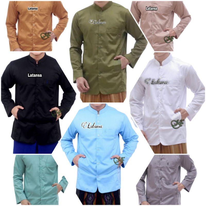 Baju koko semi jas lengan panjang polos//koko haibah kemeja terompah polos M L XL