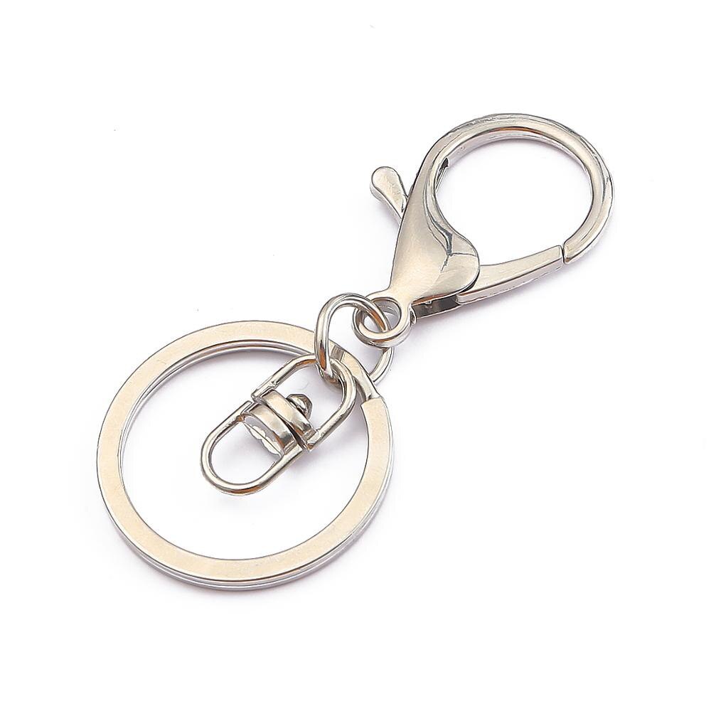 5pcs/bag Lobster Clasp Key Ring 30mm Bronze Rhodium Gold Long Split Keyrings Keychain DIY Jewelry Making 21x33MM