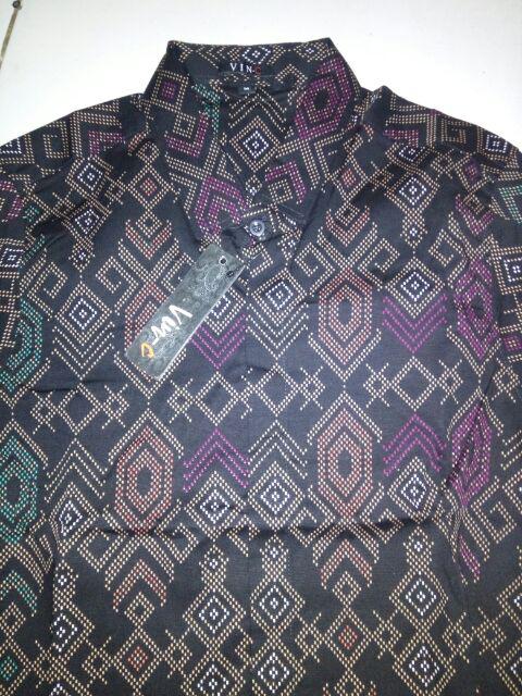 Kemeja Batik Songket Panjang Pria Cowo Kerja Kantor Ungu