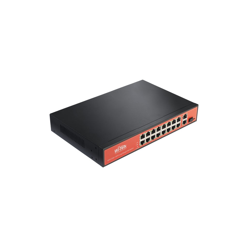 Wi-Tek WI-PS518G 16FE+2GE+1SFP Ports 48V PoE Switch with 16-Port PoE