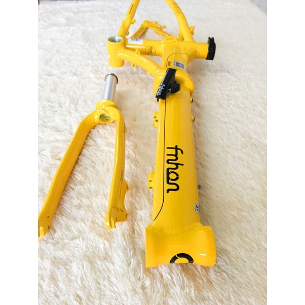 Frame set dan HP Fnhon Blast kuning yellow Discbrake DB Disk Brake 20 22 inch Alloy Handlepost