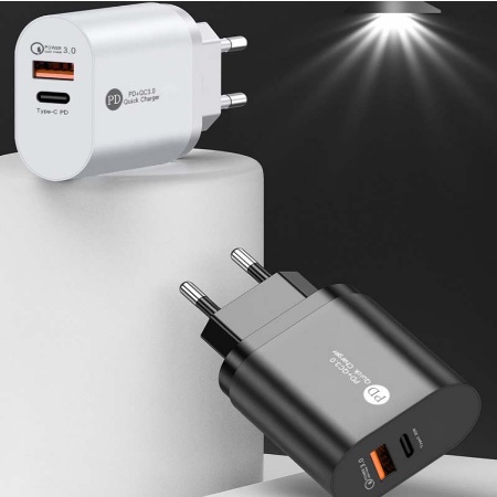 Kepala Charger USB 3.0 Tipe-C QC 3.0 Fast Charging 20W QC3.0 Plug UK / US / EU Untuk IOS Pro Max