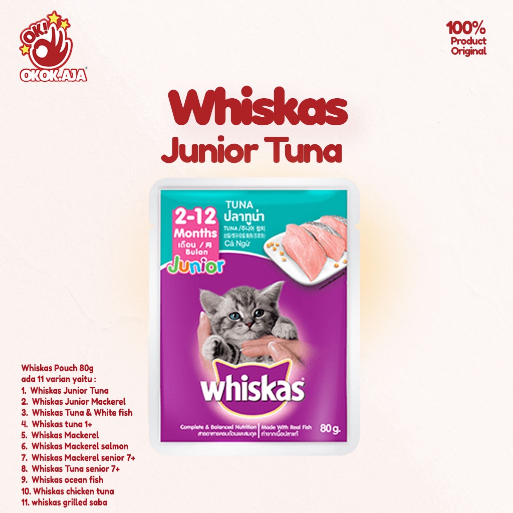 Whiskas Pouch 80g Makanan kucing basah premium dan murah