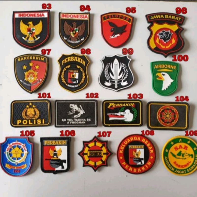 Patch rubber LOGO tempelan emblem karet velcro topi / jaket / kameja / baju tactical airsoft outdoor