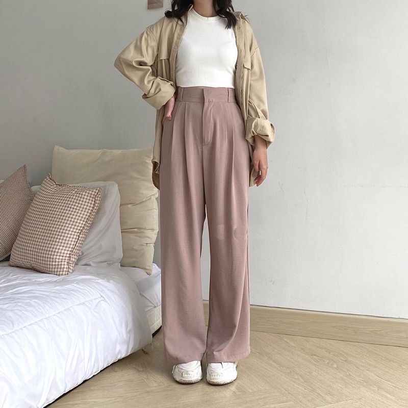 TROUSER PANT / LOOSE PANT TROUSER WANITA / KULOT CRINKLE CELANA FORMAL / CELANA ANTI KUSUT