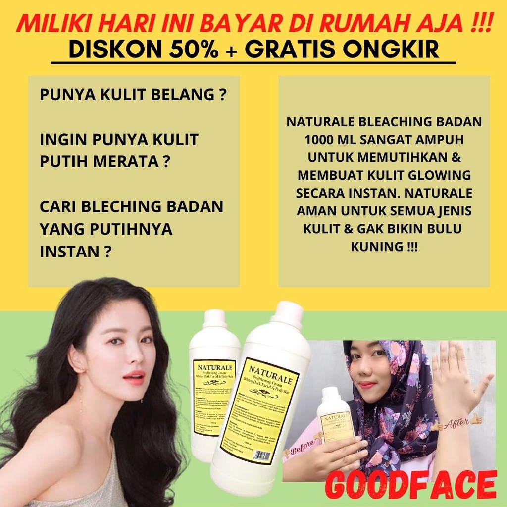 BLEACHING BADAN NATURALE CREAM 1000GR PEMUTIH BADAN PERMANEN PEMUTIH KULIT PERAWATAN BADAN