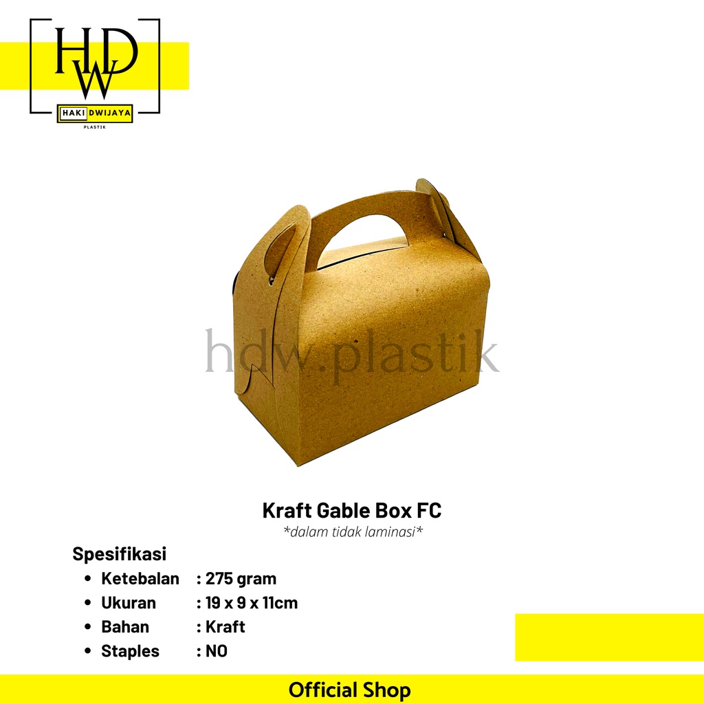 [MIN 20Pcs] Dus Kraft Coklat Gable Box FC Tanpa Laminasi