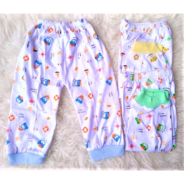 12pcs Celana Panjang SUNJOLY Bayi Baru Lahir Putih Warna | Anak Baby New Born Sun Joly Buka Tutup Kaki Pakaian | Open Sorex Grosir 12pcs