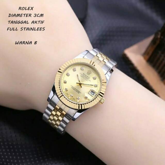 JAM TANGAN WANITA ROLEX RANTAI TGL AKTIF UKURAN KECIL || FASHION WANITA