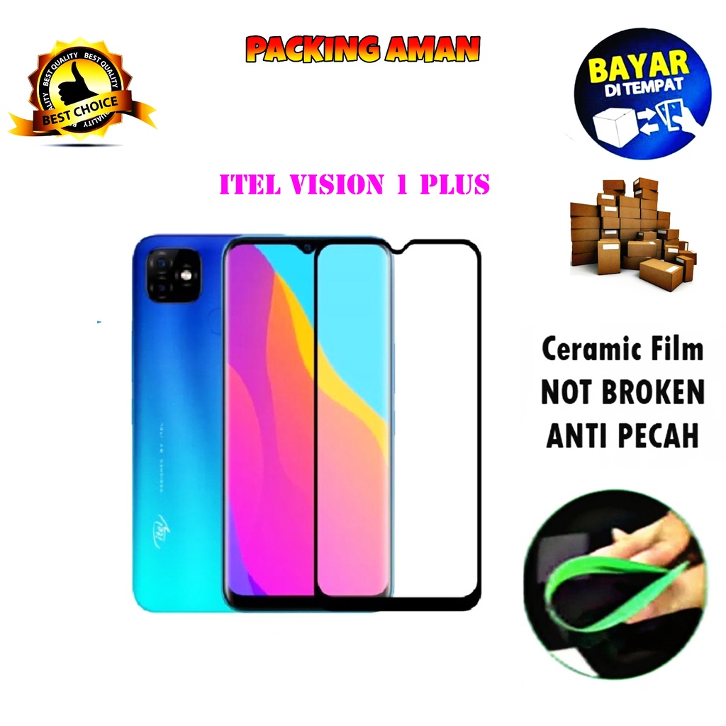 Tempered Glass Itel Vision 1 Plus FULL COVER FULL SCREEN Ceramic Film Anti Gores