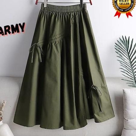 Terlaris.. DANIELA SKIRT - Rok serut bahan linen/bawahan wanita/rok wanita plisket/rok wanita panjan