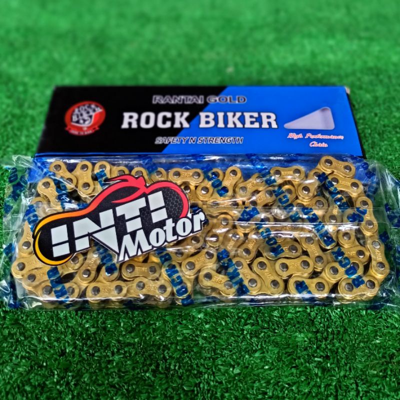 Rantai Rockbiker 428H TEBAL panjang 128L warna Gold untuk MOTOR kualitas Standar CHAIN 428H128 Ranta
