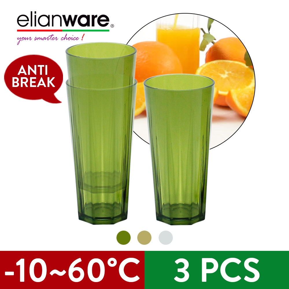 Elianware 480 ml Isi 3 Pcs Classy Unbreakable Tall  Drink Cup Mug Gelas