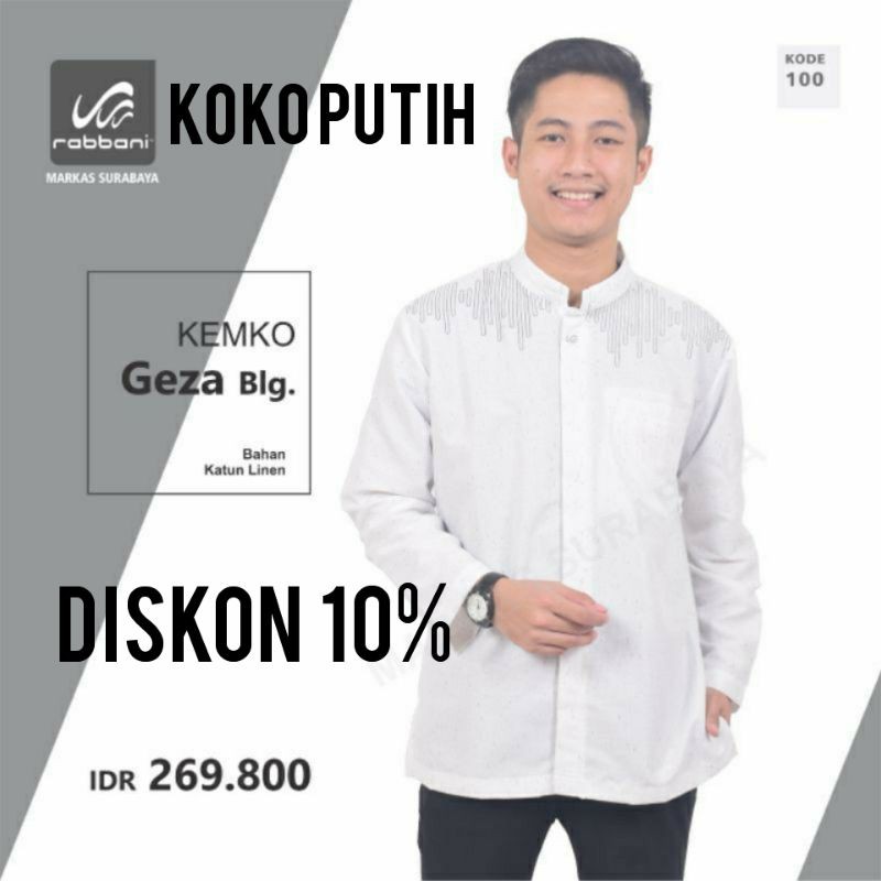 RABBANI KEMKO GEZA BLG  KOKO PUTIH LENGAN PANJANG