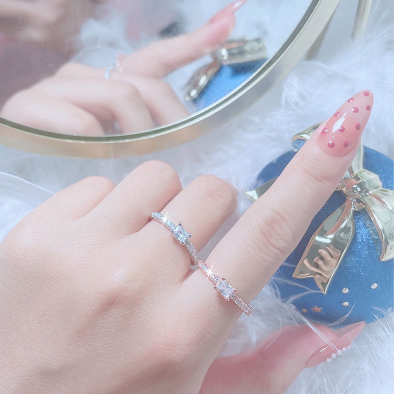 Cincin Wanita Warna Rose Gold Hias Cubic Zirconia Gaya Boho Untuk Pertunanganpernikahan