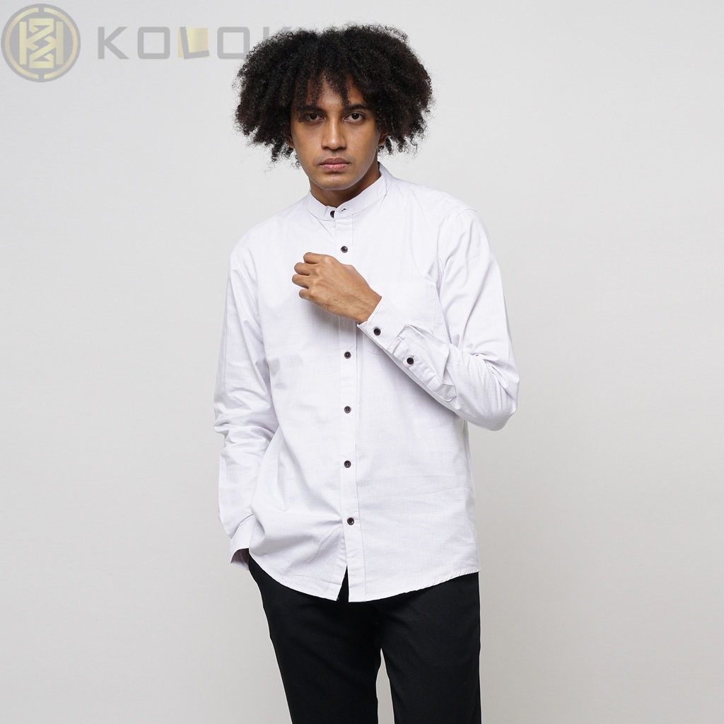 Kemeja Pria Shanghai Polos Panjang Putih S1997