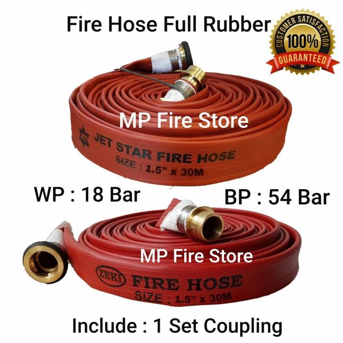 Hose Fire Hose Rubber Zeki 1.5 In X 30 Mtr Selang Pemadam Jetstar Jet Star