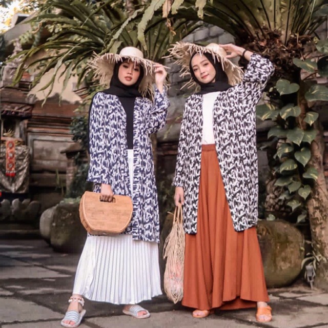 long kimono abstrak Blazer kantor / Outer / outer kimono / Outer wanita