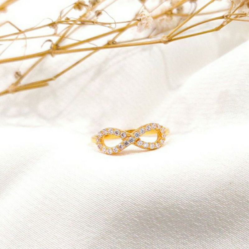 Cincin Emas asli model bunga kembang lempeng