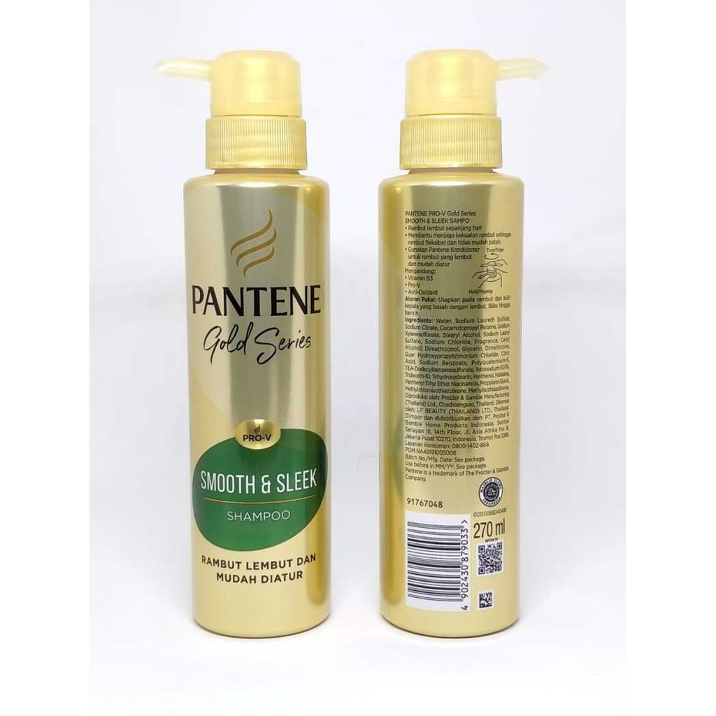 Pantene Shampoo Pro-V Gold Series Smooth &amp; Sleek Rambut Halus Lembut