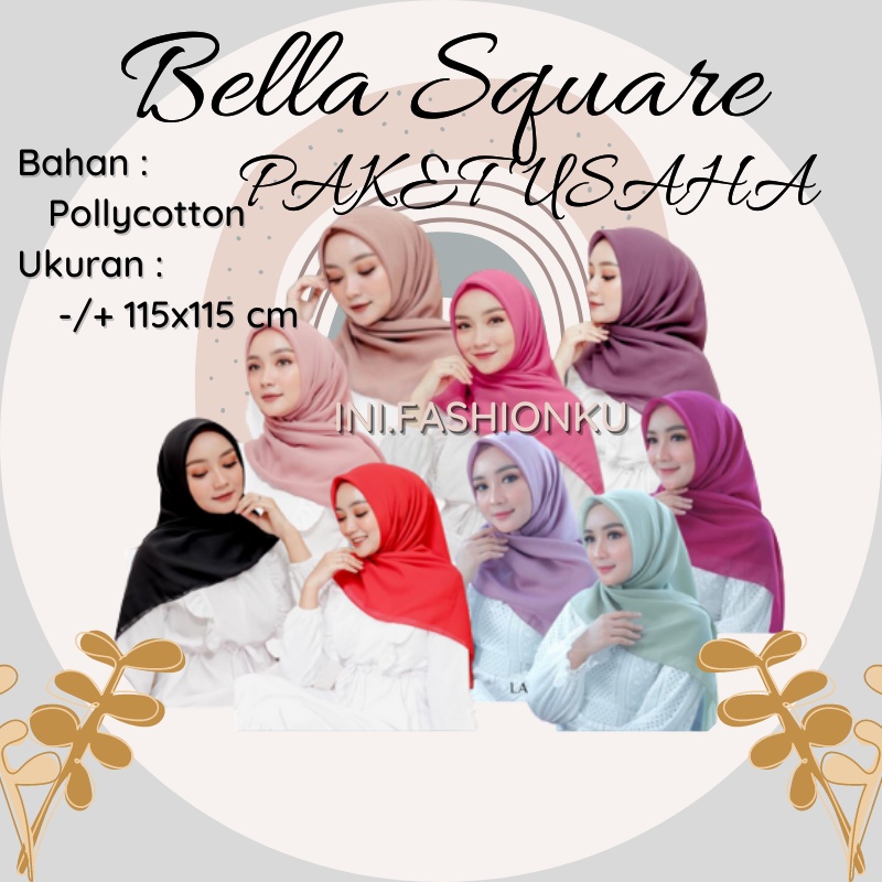 PAKET USAHA HIJAB BELLA SQUARE PREMIUM/KERUDUNG BELLA SQUARE BAHAN HALUS DAN BERKUALITAS BISA COD SELURUH INDONESIA