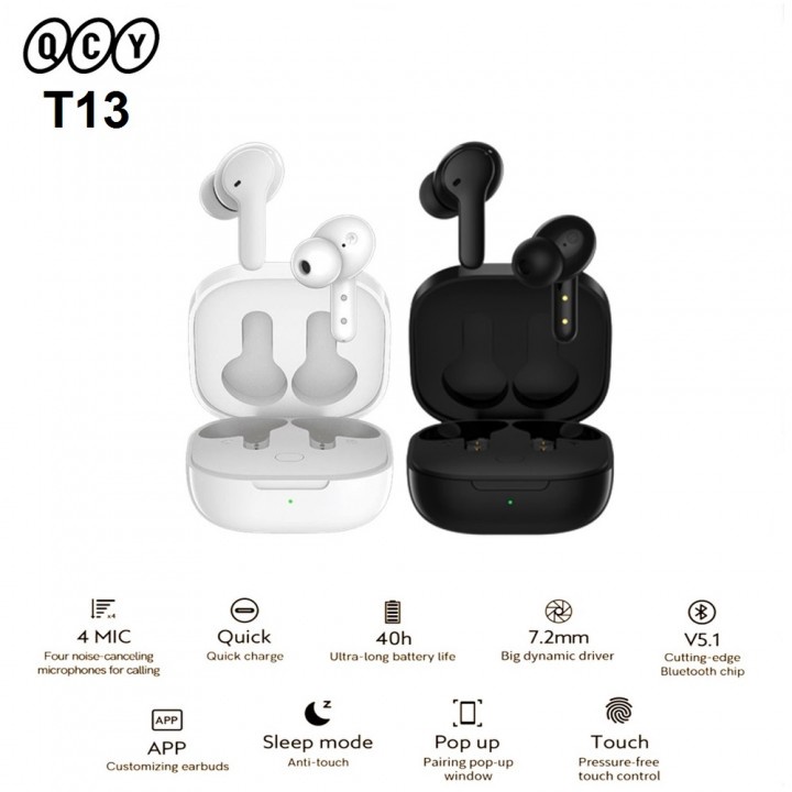 PS5880 QCY T13 - TWS Bluetooth 5.1 Earphones with Charging Box - ENC Support