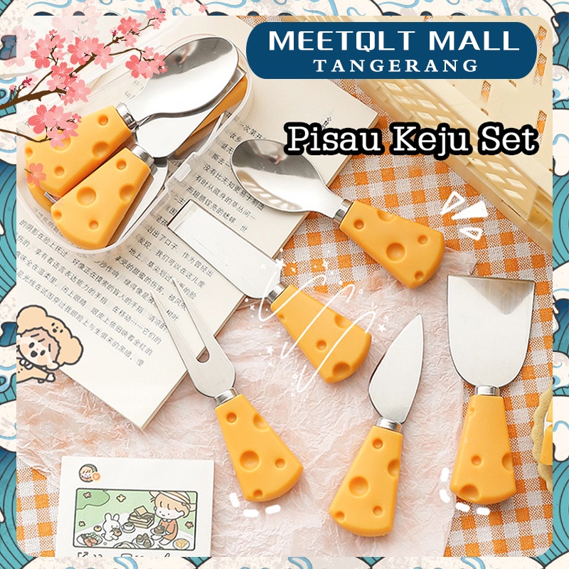 1 Set ★6pcs★Pisau Keju/Alat Makan Bentuk Keju Pisau Garpu Sendok Pisau Selai/Keju Selai Garpu