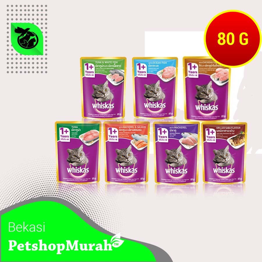 Makanan Kucing Whiskas Sachet Dewasa Pouch Adult 85Gram basah wetfood wiskas